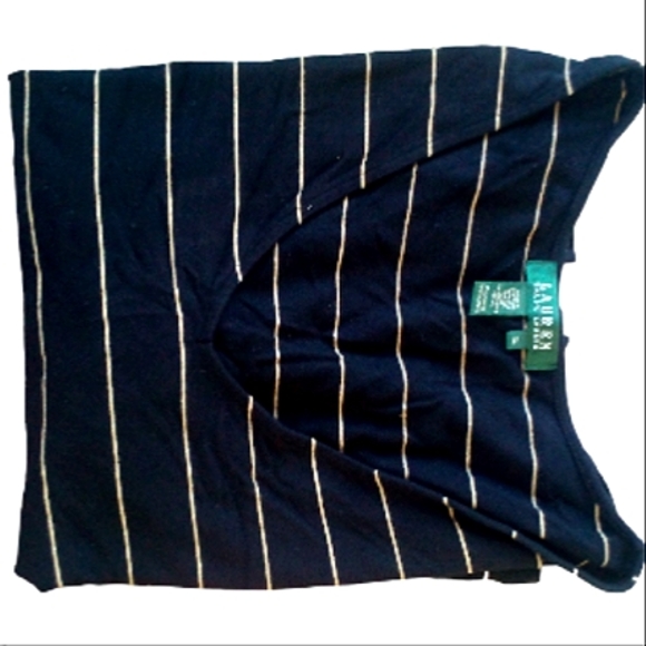 Lauren Ralph Lauren Tops - Lauren Ralph Lauren top black w/cream horizon stripes deep v-neck half sleeve XL